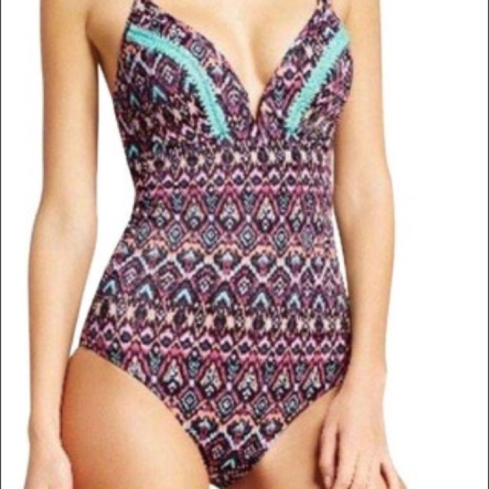 Shade & Shore Tribal One Piece Swimsuit 38B